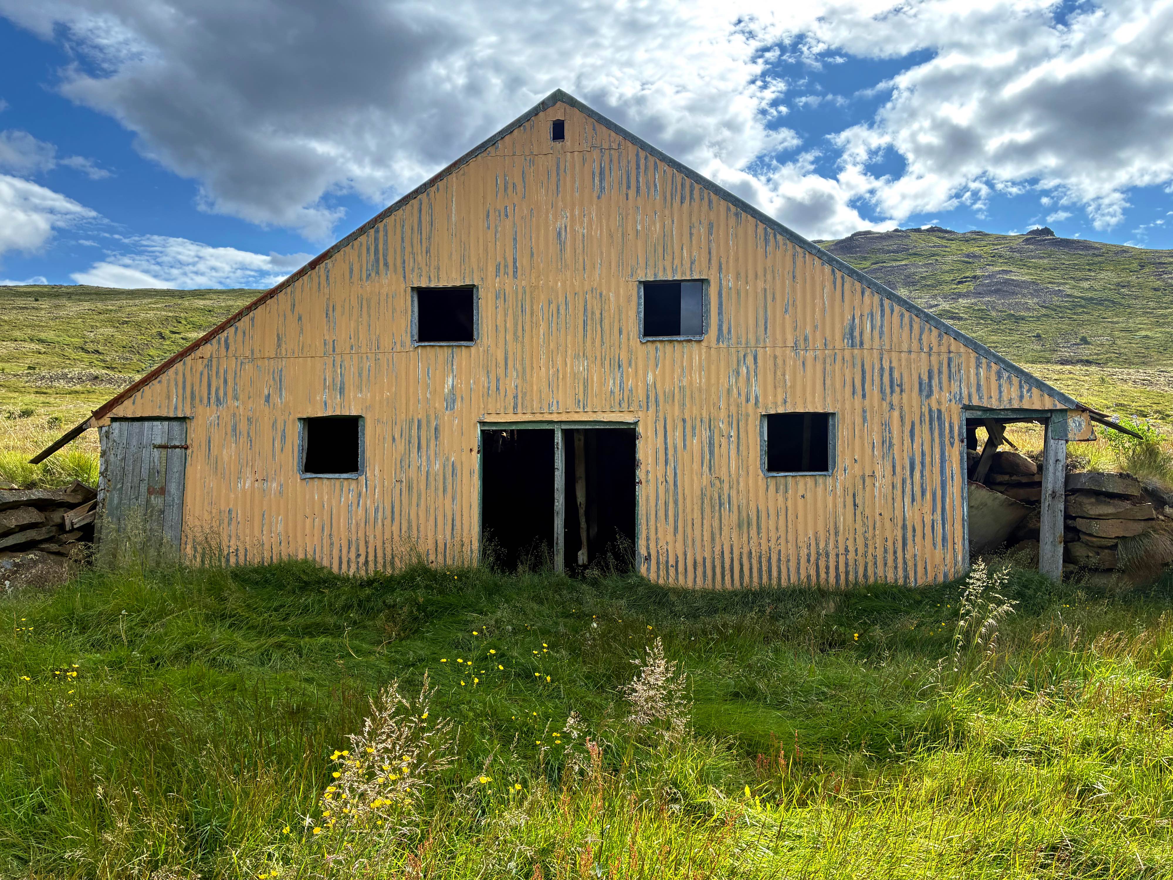 A rusty old barn.